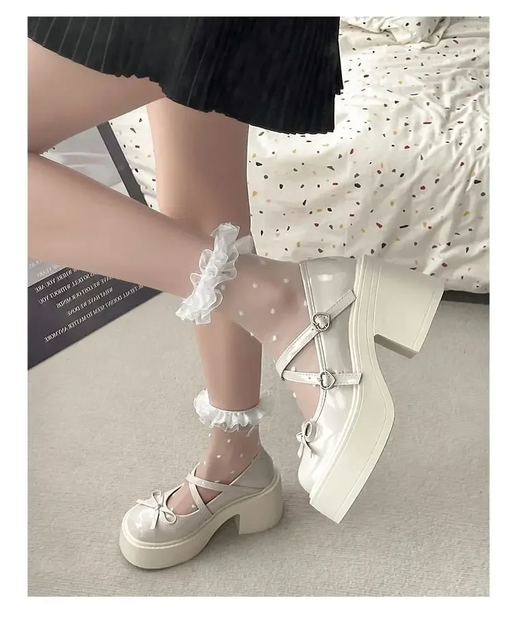 Damen-Pumps mit runder Zehenpartie für den Frühling, Mary Janes-Schuhe mit klobigem Absatz, Plateauschuhe für Damen, Kleiderschuhe für Studentinnen, Lolita-Schuhe mit Absatz für Damen – Detail 5