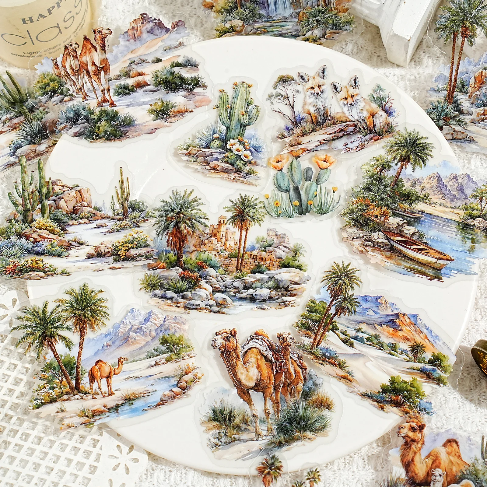 Etori Life 20 قطعة من ملصقات نمط المناظر الطبيعية العتيقة للوحة الصحراء للديكور، وسجل القصاصات المصنوع يدويًا، وديكور المنزل، والحفلات العتيقة، وألبومات الصور، وحقائب السفر، وملصقات الأطفال، والهدايا الصغيرة