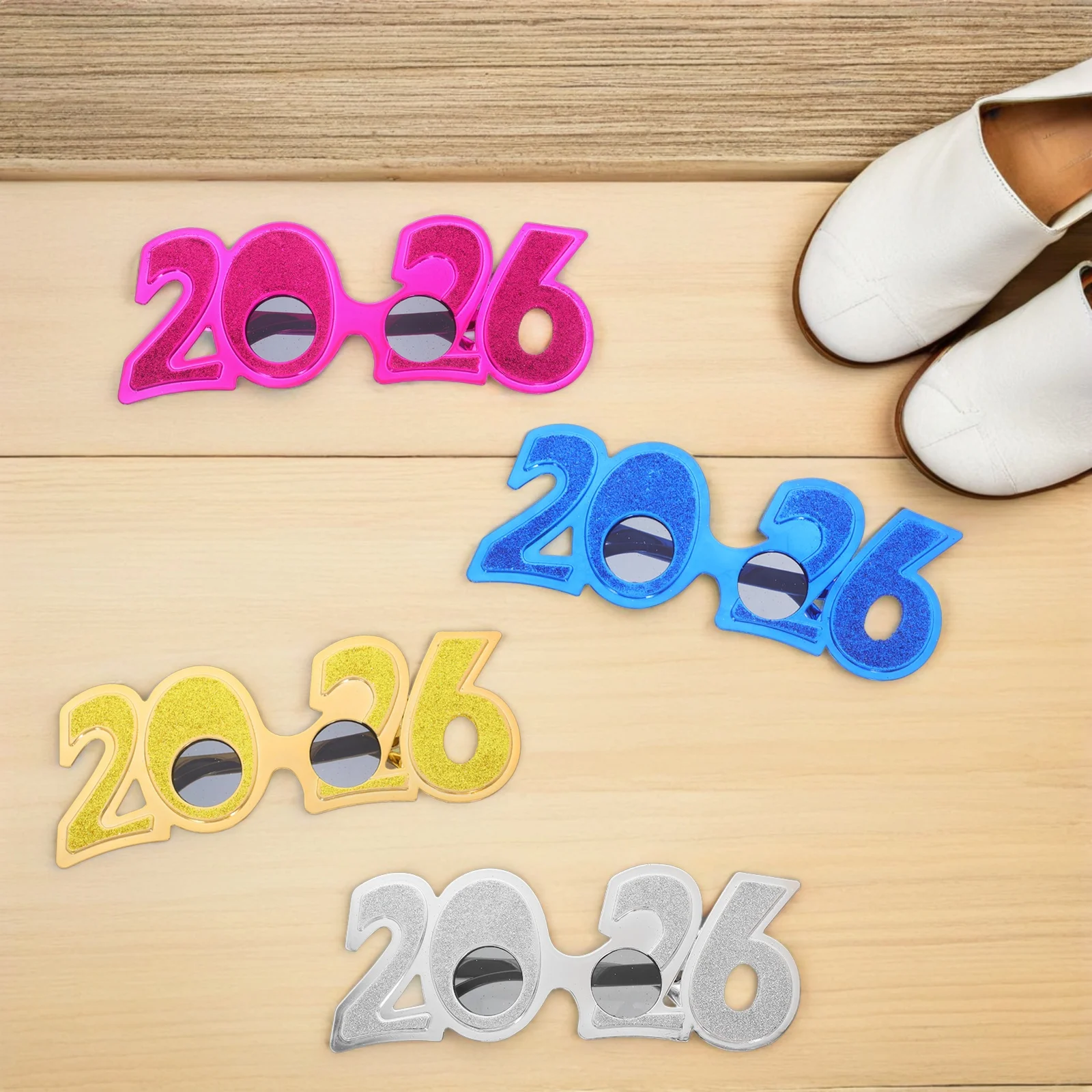 

4Pcs New Year Party Glasses Unique 2026 Number Funny Photo Booth Props Plastic Holiday Eyewear Party Glasses Funny Sunglasses