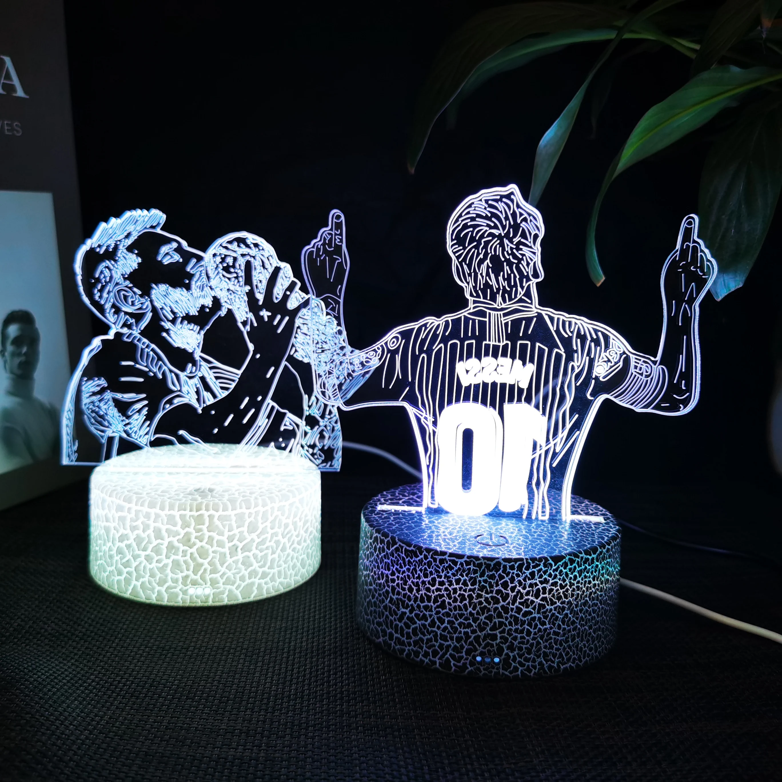 Voetballer Cristiano Nathan Led 3d Nachtlampje 16 Kleuren Variabele Visuele Verlichting Woonkamer Interieur Cadeau Voor Fans