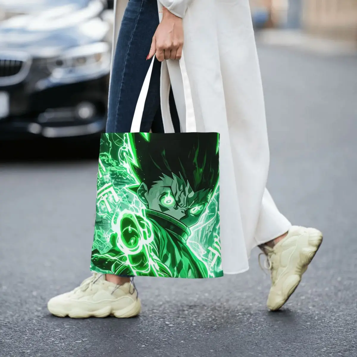 أنيمي HXH هنتر X هنتر غون Freecss أكياس التسوق قماش حمل حقيبة قابلة لإعادة الاستخدام للسيدات حقيبة كتف حقيبة يد للسفر