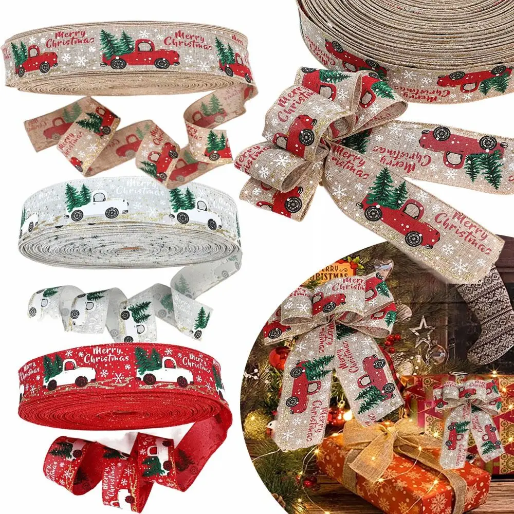 5CM 6.3CM 2M Christmas Ribbon Handmade Christmas Decoration Imitation Hemp Ribbon DIY Wreath Bow Xmas Tree Ribbon