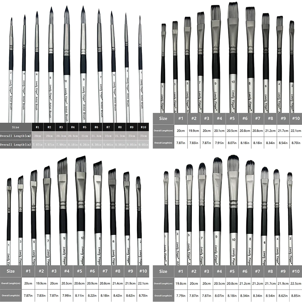 10Pcs Soft Nylon Paint Brushes No Shedding Easy Clean Wood Ferrule For Watercolor Acrylic Oil Gouache Beginner Artist Drawing Cr
