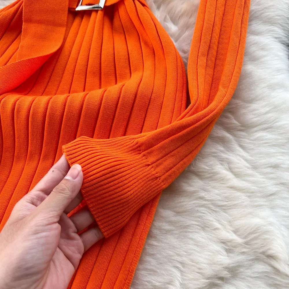 Zielona Zimowa Sukienka Damska z Golfem Sexy Jesienna Długa Sukienka Obcisła Maxi Boydcon Codzienny Sweter Dzianinowy z Paskiem na Imprezę do Klubu