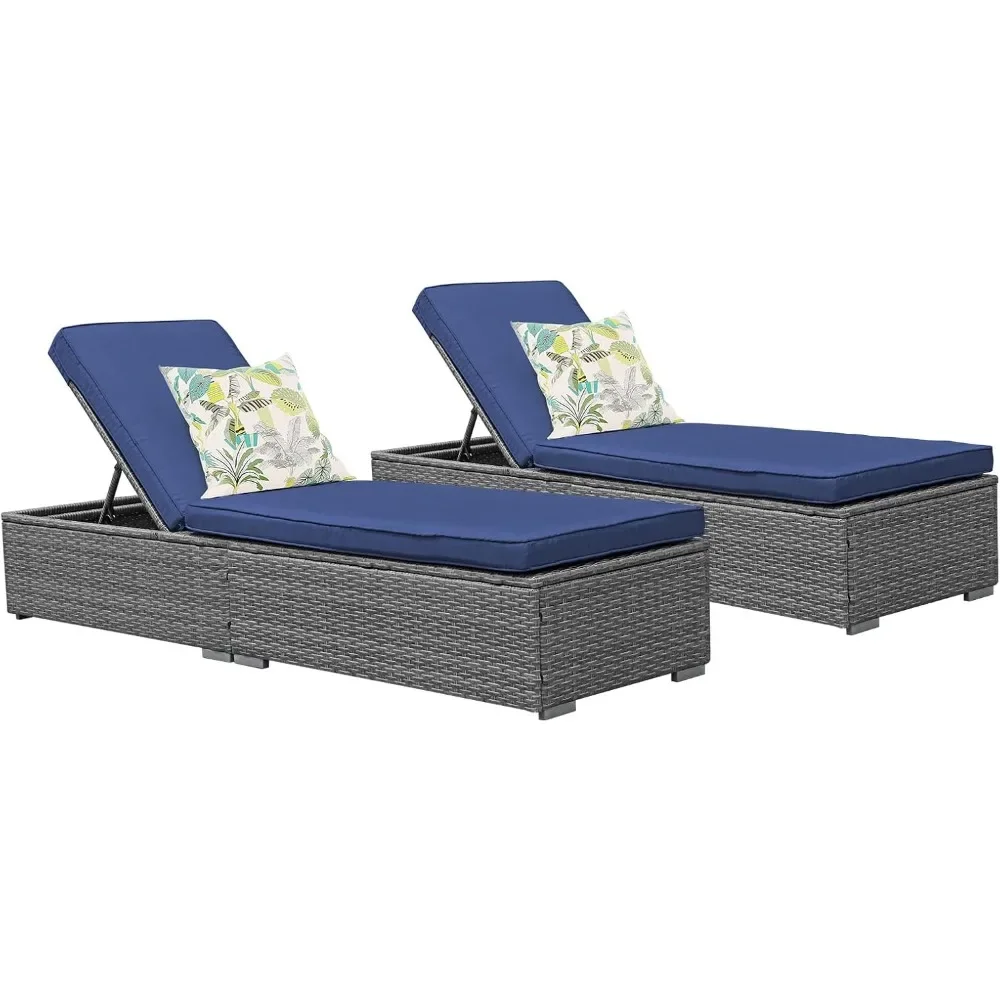 

Outdoor Patio Chaise Lounge Chair, Elegant Reclining Adjustable Pool Rattan Chaise Lounge Chair with Cushion, Grey PE Wicker