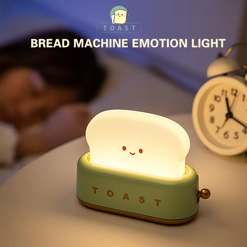 Toasted cartoon LED nightlight Cute home decor Kawaii Bread lamp Night breastfeeding portable light with timer small light