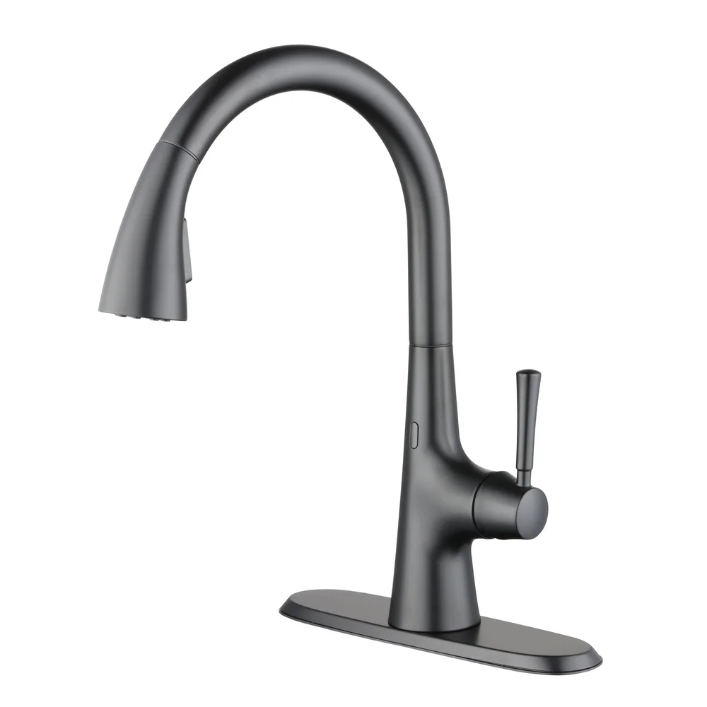 Touchless Pull Down Kitchen Faucet Matte Black Stainless Steel 360 Degree Swivel Sprayer Hands-Free Operation Easy Installation