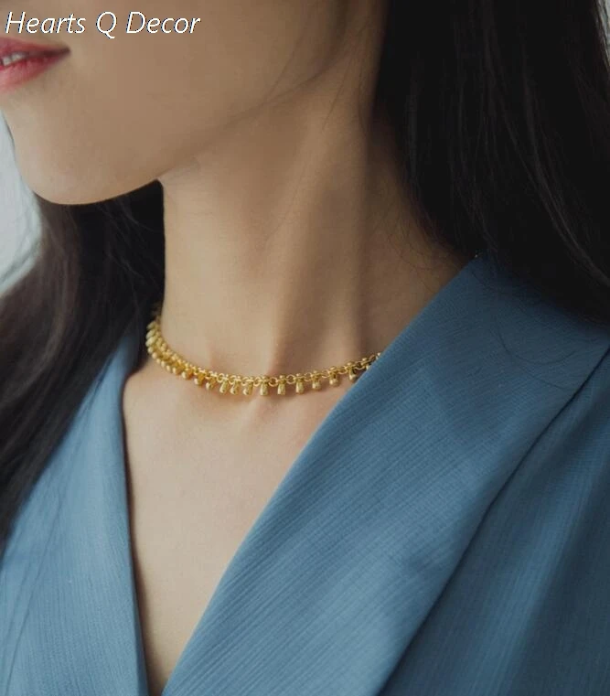 Glam Brass Raindrop Wapped Choker Necklace Classic Women Gifts Jewelry Gown Sweet Boho Trendy INS OL Simply