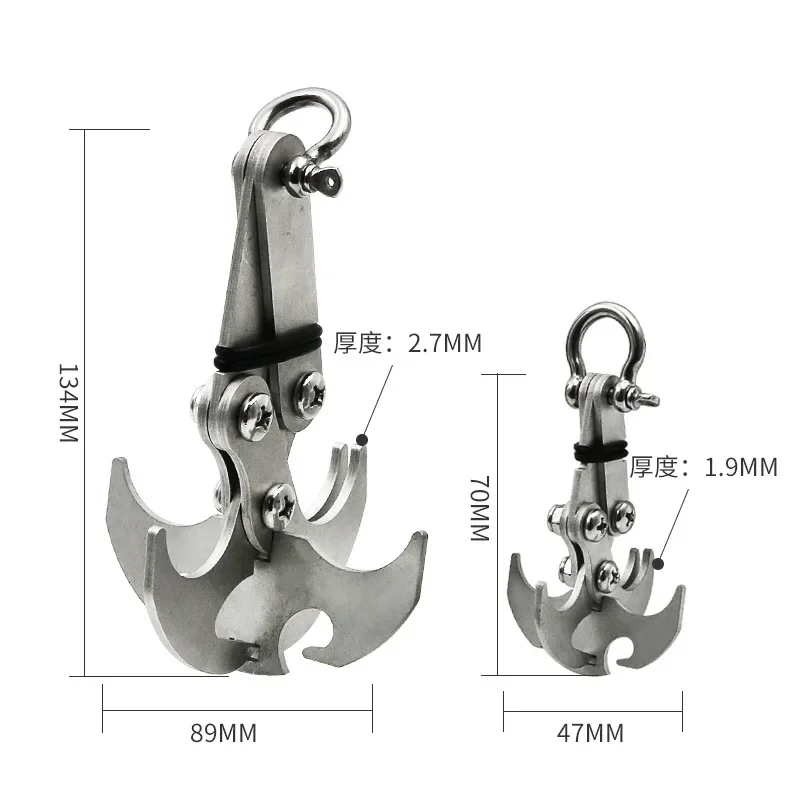 1PC Outdoor climbing gravity hook stainless steel survival folding escape hook climbing heavy claw flying tiger hook