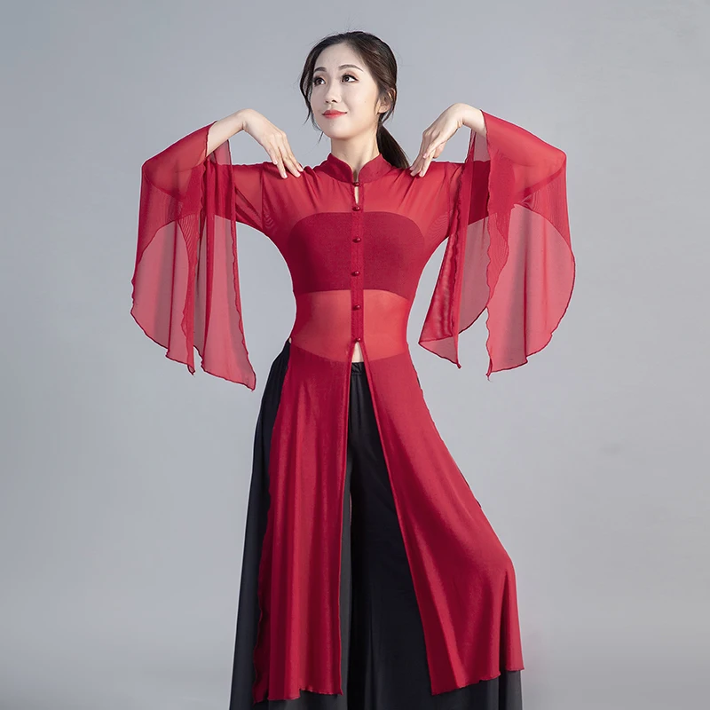 Top a maniche larghe da danza classica Stile cinese Tradizionale ed elegante Pratica Hanfu Camicetta Costume da danza moderna da fata femminile