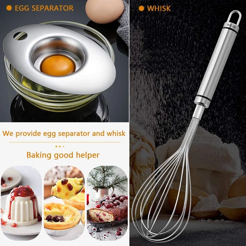 Egg Separator With Whisk , Stainless Steel Egg White Yolk Separator,Wire Whisks,Egg Seperater,Kitchen Cooking Gadgets