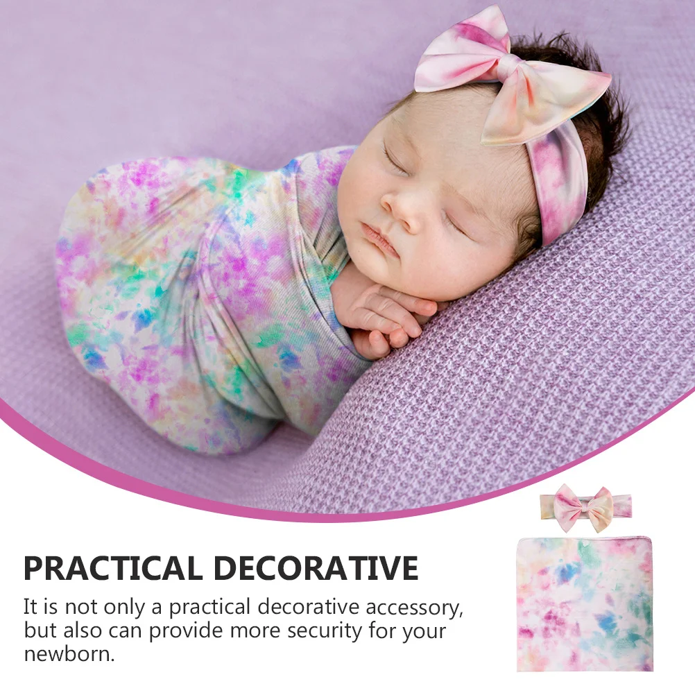 1 set di fasce per neonato e fascia per capelli, calda coperta stampata per neonati, bella idea regalo, aspetto sicuro, confortevole ed elegante