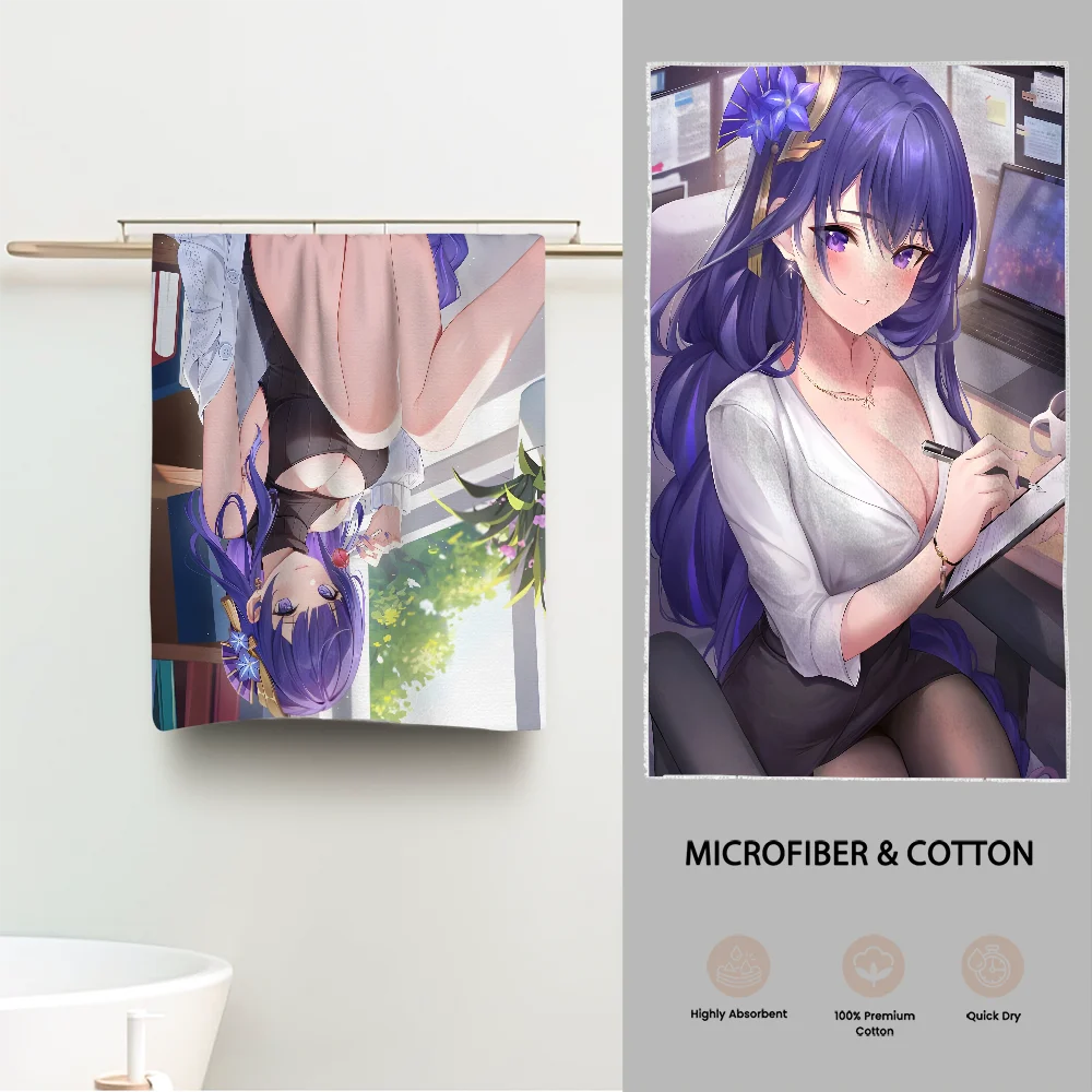 

Raiden Shogun Sexy Luxury Bathroom Hand Towels One Side Cotton One Side Microfiber Personalized Gift Dropshipping