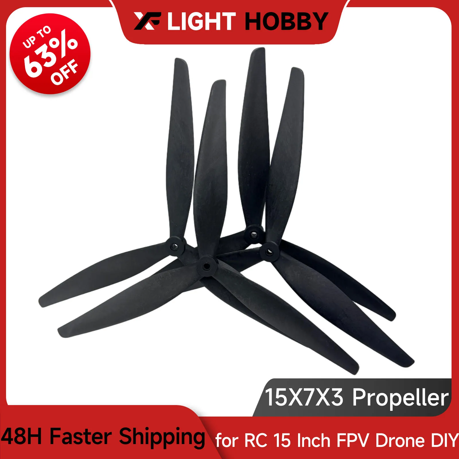 

XFlight Hobby 2 Pair 15X7X3 15 inch Propelles 3-Blade/tri-blade CW CCW Black-Glass Fiber Reinforced Nylon Prop for RC Drone Part