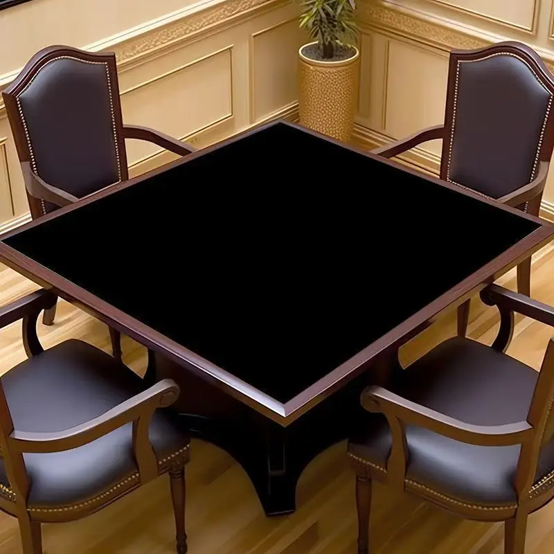 Pure Black Solid Color Mahjong Table Mat Anti-Slip Noise Reduction for Card Game Table Playing Room Home Decor Mahjong Night