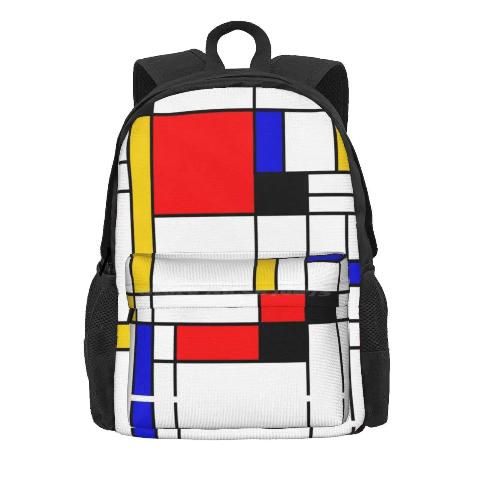 Bauhouse Mondriaan Stijl Hot Sale Schooltas Rugzak Mode Tassen Modern Blauw Rood Geel Zwart Wit Nederland Kleurrijk