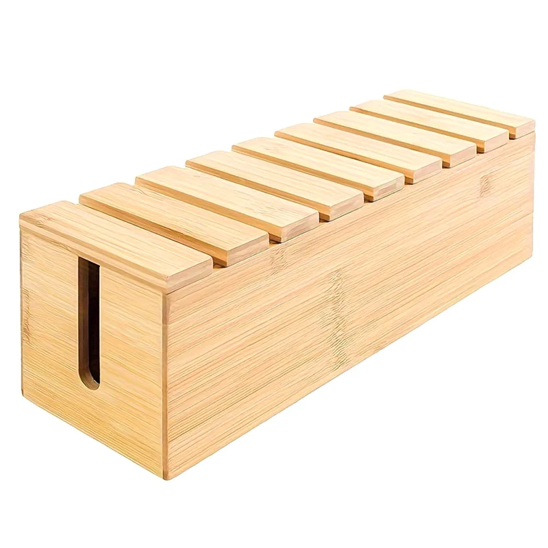 AT02-Wood Wire Storage Box 1Pc, Power Cable Management Sorting Box, Socket Computer Cable Rack, Data Cable Storage Box