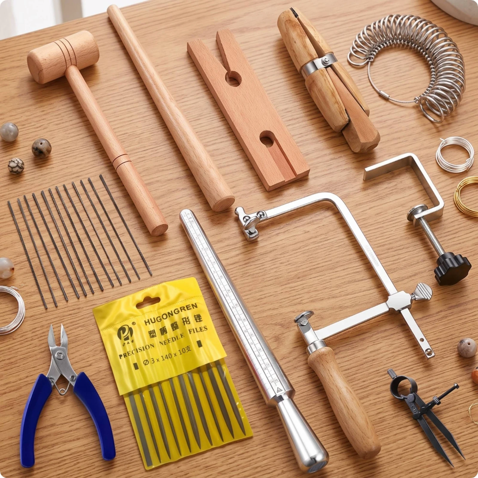 Jewelry Making Kit High Quality Craft Tool Set with Finger-Sizing Gauge Sizer Jewelry Repair Tool Set Compact Tools Manual