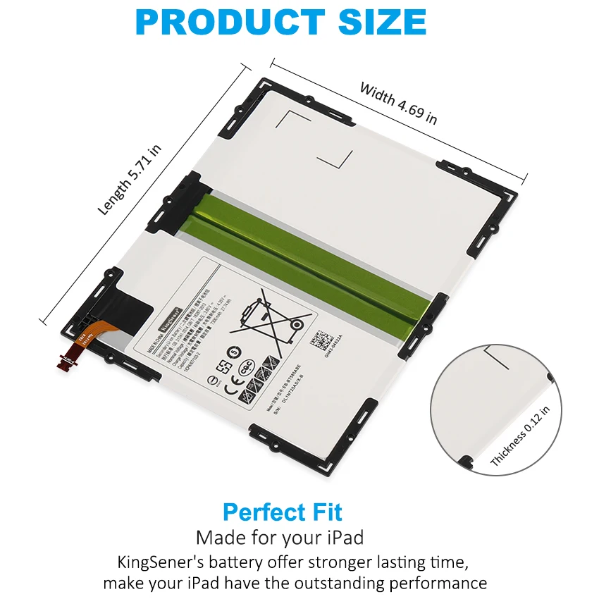 KingSener 4.35V EB-BT585ABE Battery For Samsung Galaxy Tablet Tab A 10.1 2016 T580 SM-T585C T585 T580N 27.74Wh 7300mAh 27.74WH