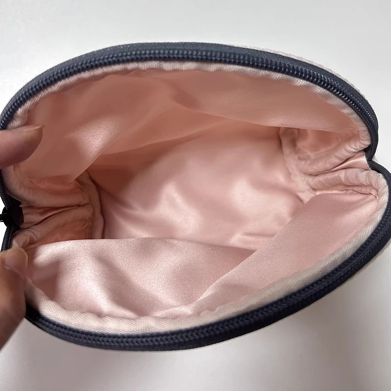 5pcs Cosmetic Bags Air Cotton Mesh Half Moon Large Capacity Travel Light Protable Makeup Bag