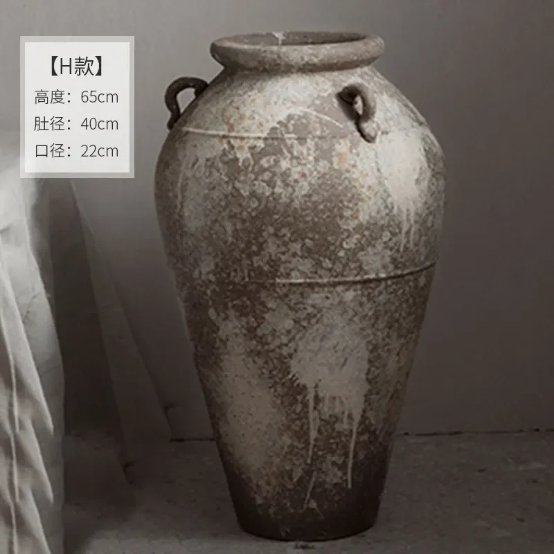 handmade stoneware pots, pottery pots, large flower pots,Jingdezhen vintage ceramic vase, wabi-sabi style