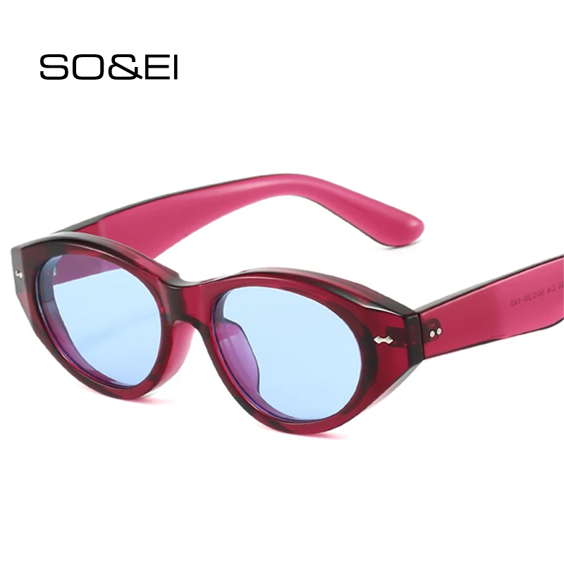 

SO & EI модные женские солнцезащитные очки «кошачий глаз» в стиле ретро с заклепками, мужские оттенки UV400