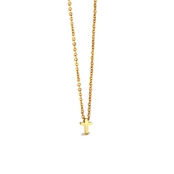 Fashion Tiny Cross Necklace For Women Female Gold Color Stainless Steel Small Cross Pendant Religious Jewelry Gift