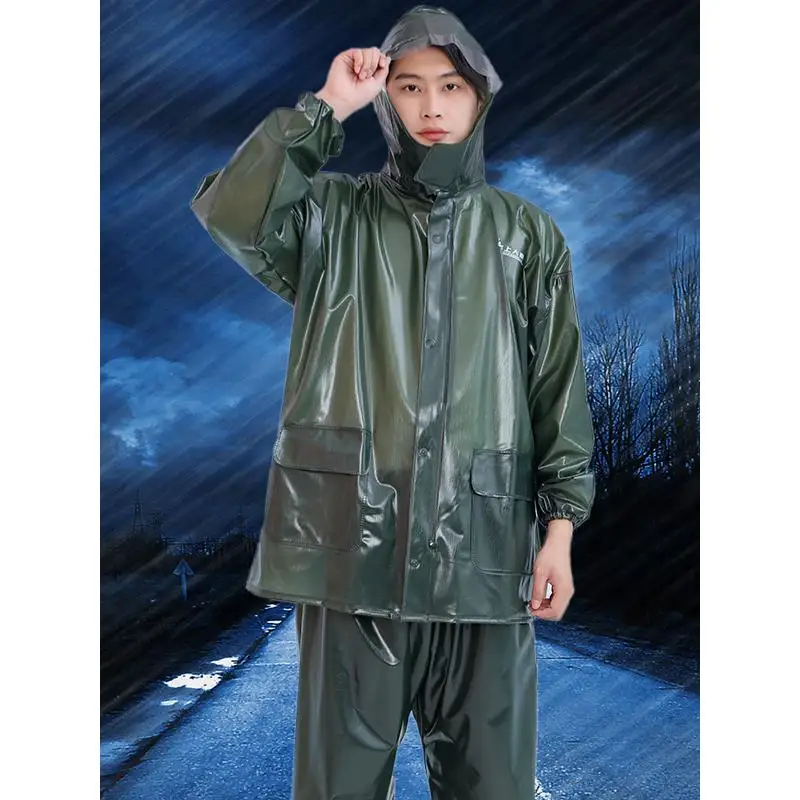 Conjunto de impermeable y pantalones para hombre, talla grande, impermeable, reflectante, para repartidores de vehículos eléc...