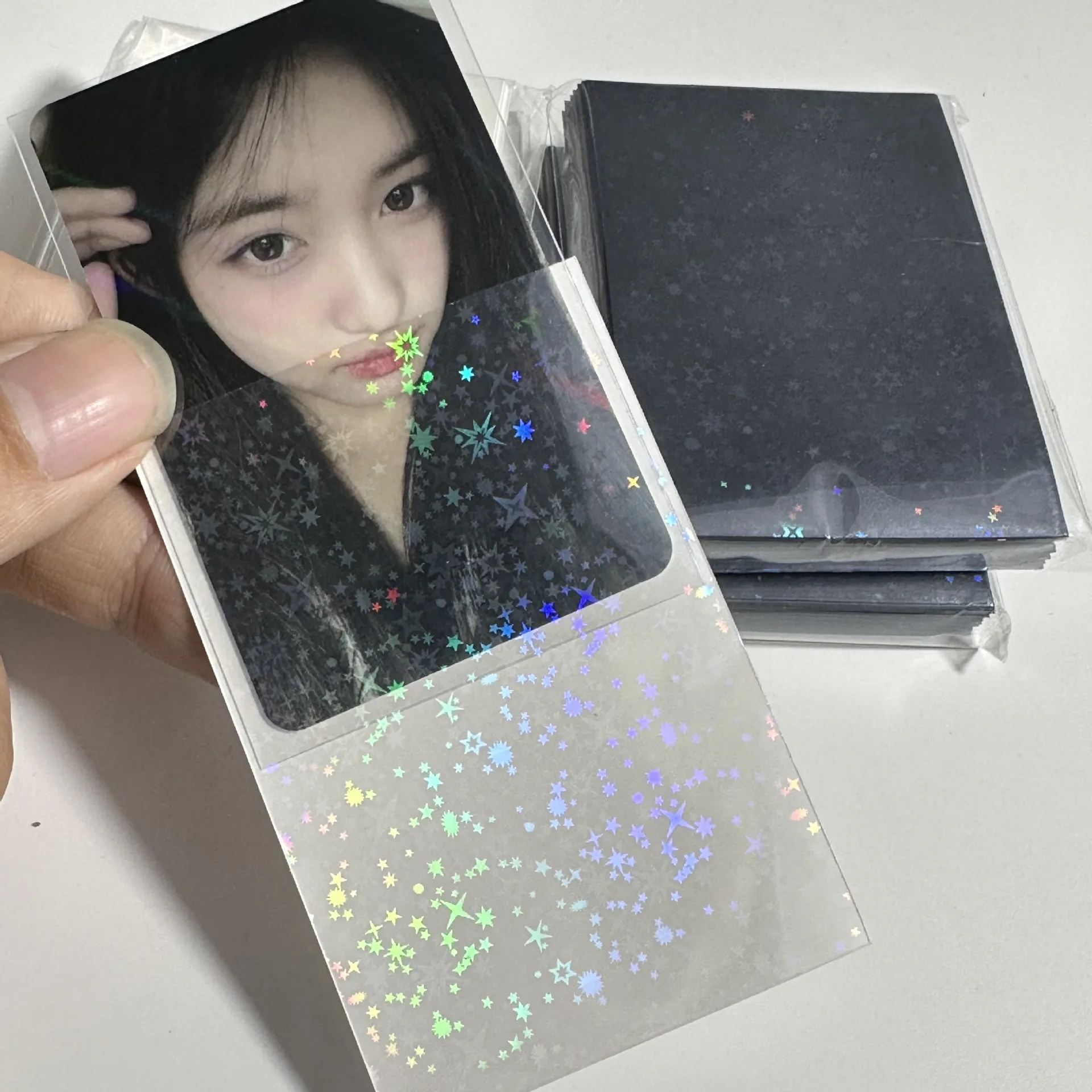 SKYSONIC 50ks kpop karta rukávy 61x91mm 20C hvězda bling držák pro holo pohlednic nejvyšší nakládat films photocard hra karet ochránce