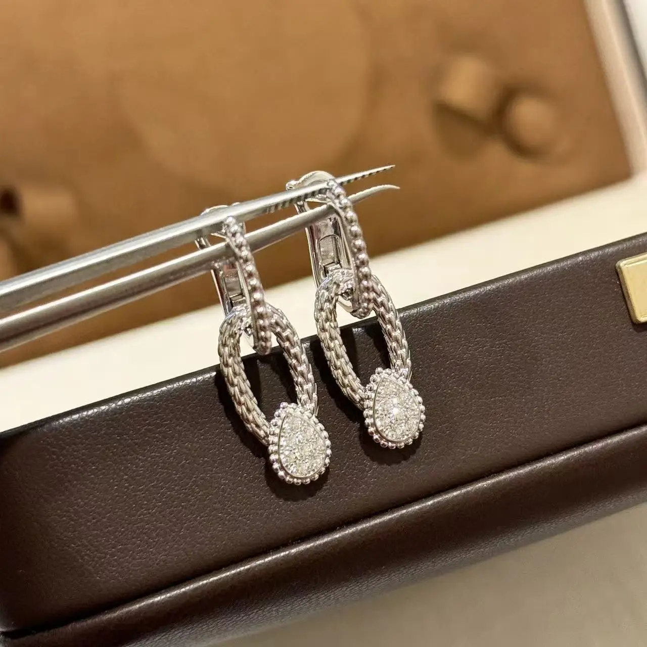 s925-argent-sterling-boho-lin-dentelle-boucles-d'oreilles-goutte-d'eau-unisexe-ble-oreille-serie-haut-de-gamme-design-sens-lumiere-luxe-double-anneaux