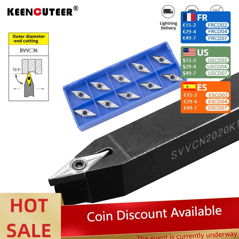 

Внешний держатель токарного инструмента SVVCN1616H11 svvcn20k11, обработка металла твердосплавные втулки VCGT, набор резцов для токарного станка SVVCN инструменты токарный резец