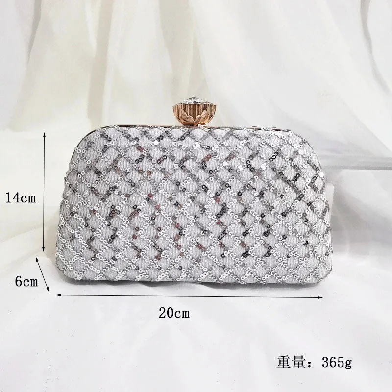 Diamond Sequins Clutch Handbag Women Glitter Wedding Purse Party Banquet Bolsas Mujer Evening Bags Metal Chain Shoulder Clutch