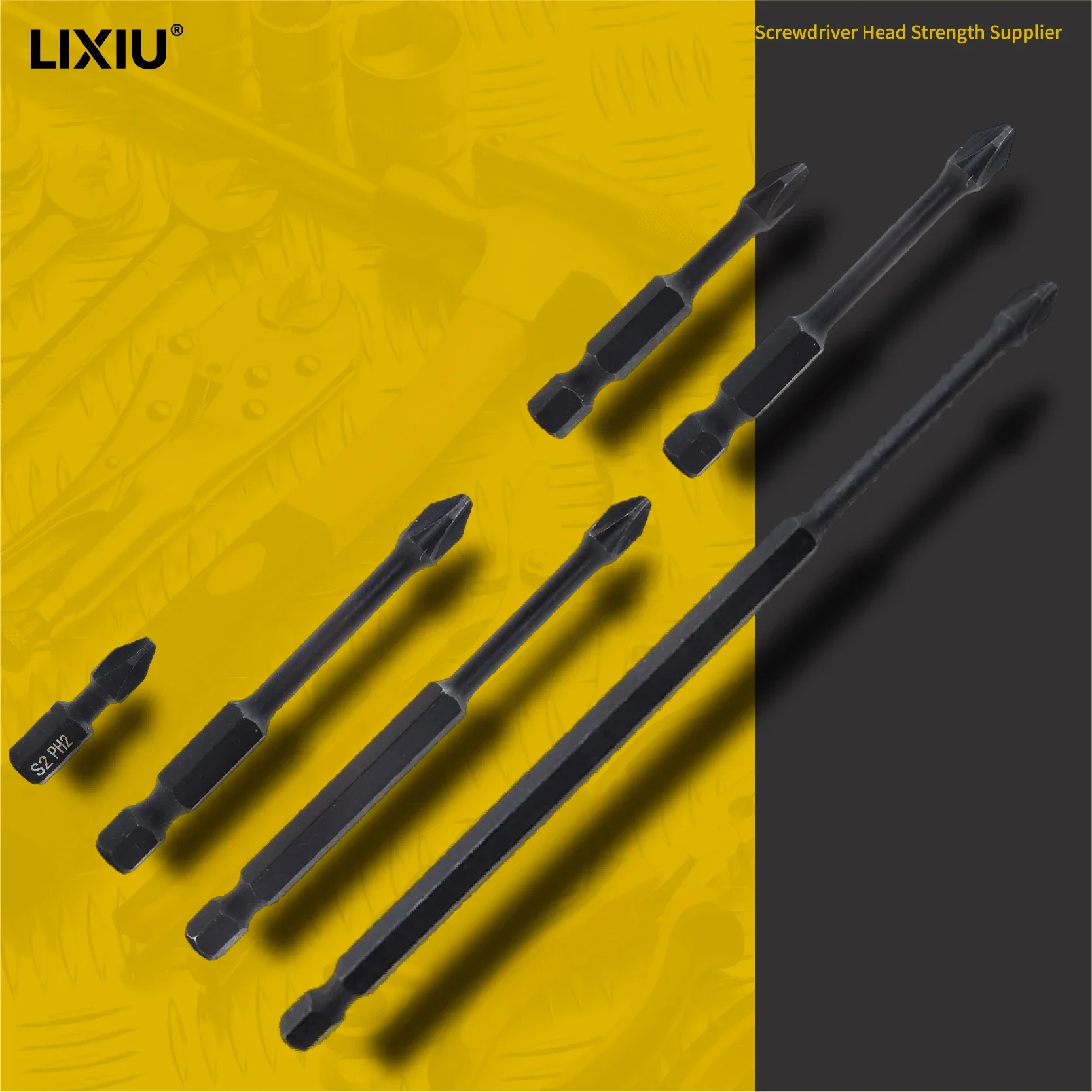 LIXIU screwdriver bit set,S2 strong magnetic impact Phillips bit,Screw Alloy Steel Non-slip Cross Screwdriver 25-150mm