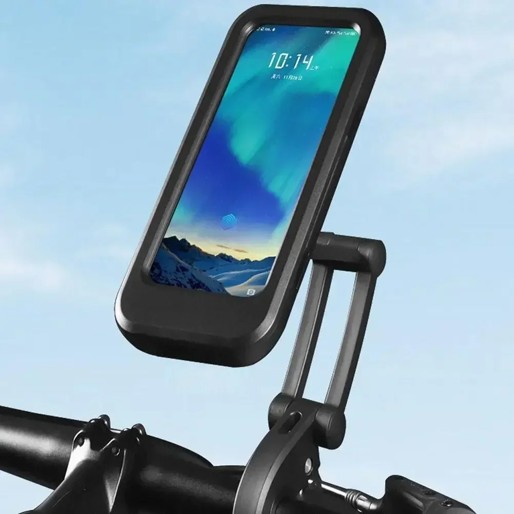 

Bike Holder Waterproof Pouch Cover Bicycle Phone Case TPU Touchscreen with Clear Cover Handlebar Mirror Motorcycle Stand Mount