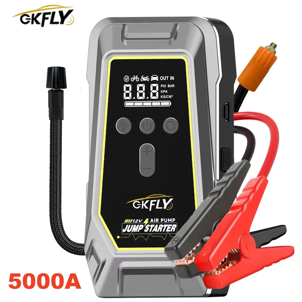 Nieuwe 4-in-1 auto jumpstarter luchtcompressor 2000A 5000A draagbare powerbank 16000mAh auto acculader booster startapparaat