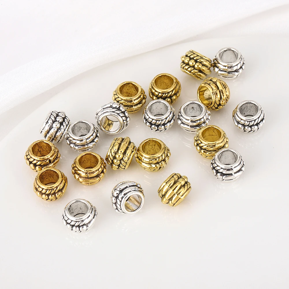 

30 шт./упак. браслет из цинкового сплава, разделительные бусины, материал из бисера, украшения «сделай сам», аксессуары, металлические бусины с большой диафрагмой