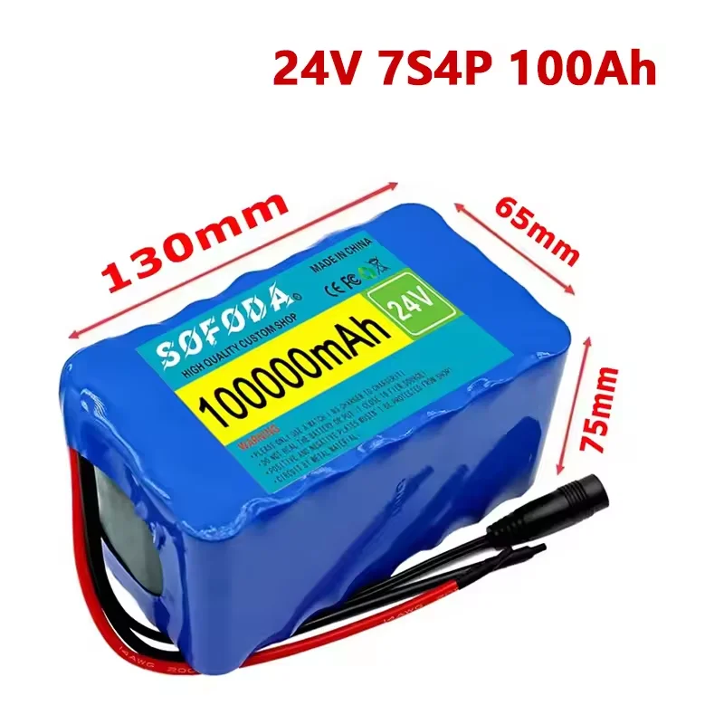 24V 7S4P 18650 batterij 100Ah 100000mAh voor elektrische rolstoelen Oplaadbare lithium-ionbatterij + 29,4V oplader