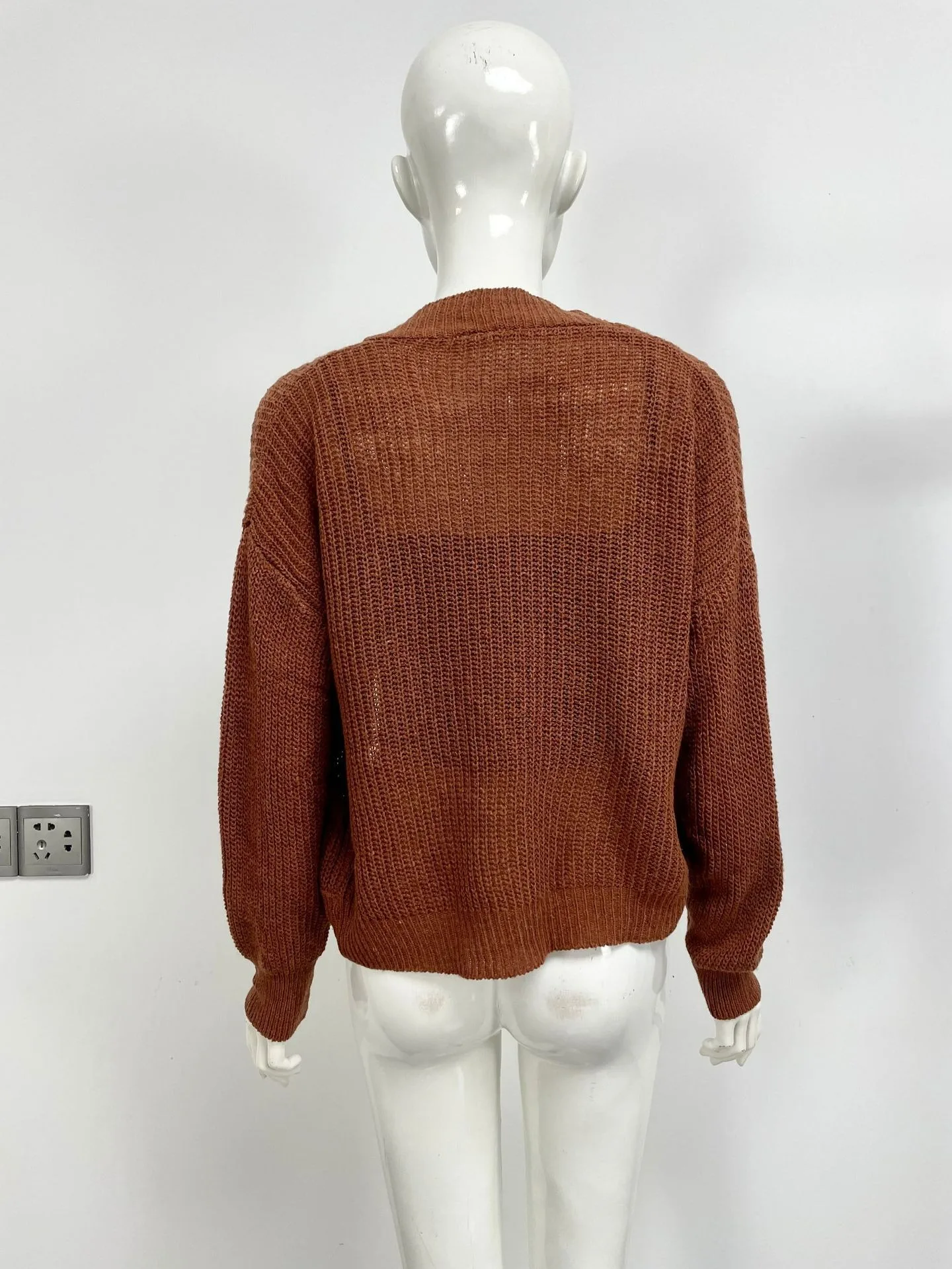 Cárdigan recortado con cuello en V 2025, textura acanalada, definición curva, esencial para otoño, multicolor, noche, capa ligera elegante