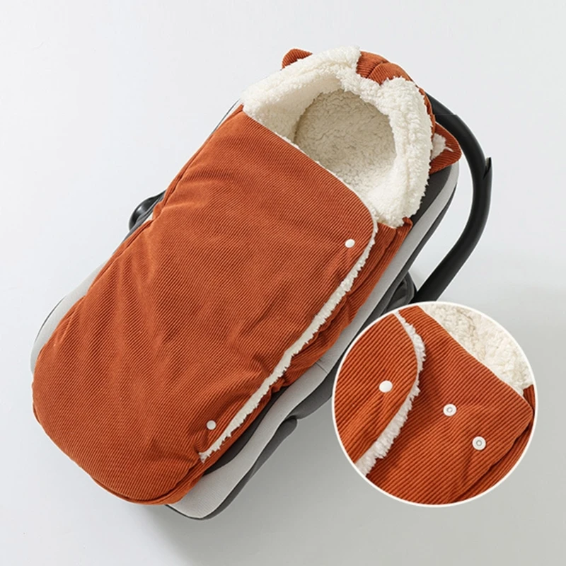 秋冬用厚手暖かいベビーフード付き寝袋ラムウール新生児用おくるみラップ外出用ベビーベッドカーシートブランケット