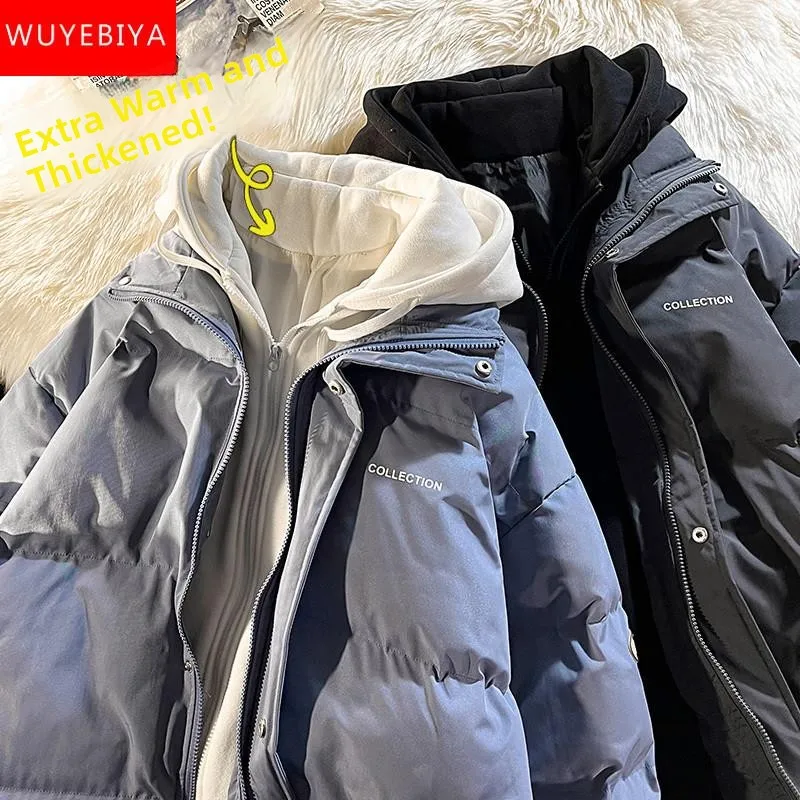 

High-End Brand Puffer Jaet ort Thiened Winter Coat for Girls High School Students Korean Sle Loose Fit with Hood