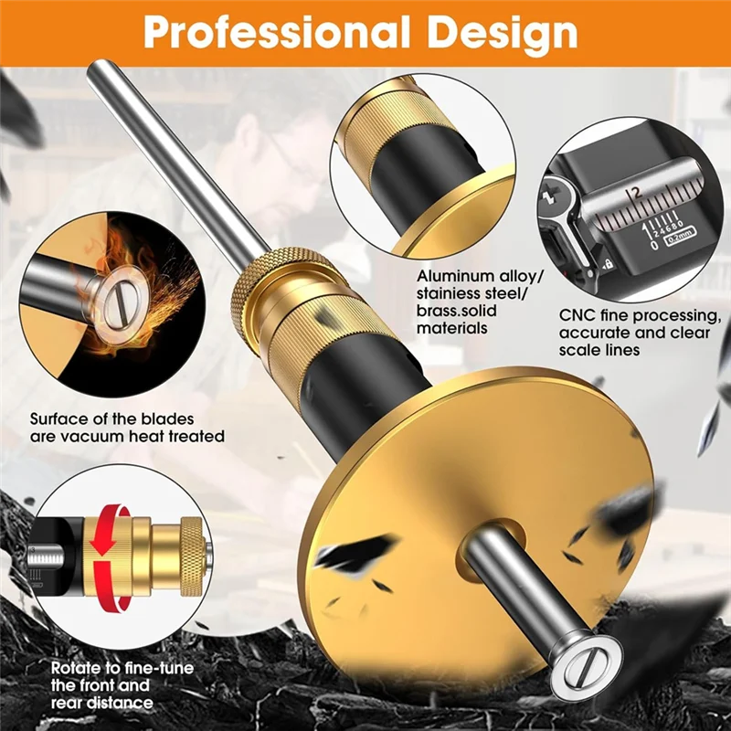 B23B تتوافق المفاصل عجلة النجارة بمناسبة مقياس النجارة ، أداة الكاتب قابل للتعديل 0-12 سنتيمتر ، للخطوط المتوازية #5