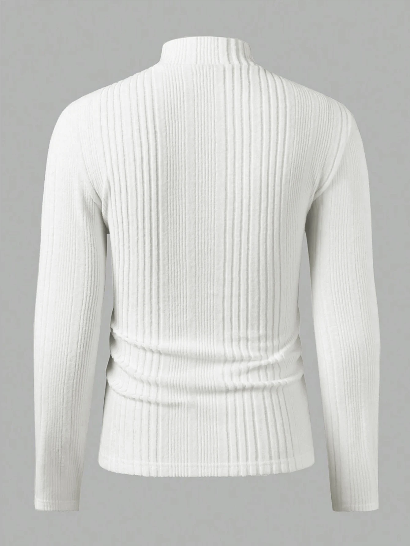 Men's High Neck Pullover Sweater Solid Striped Long Sleeve Casual Fit T-Shirt for Fall Winter Season