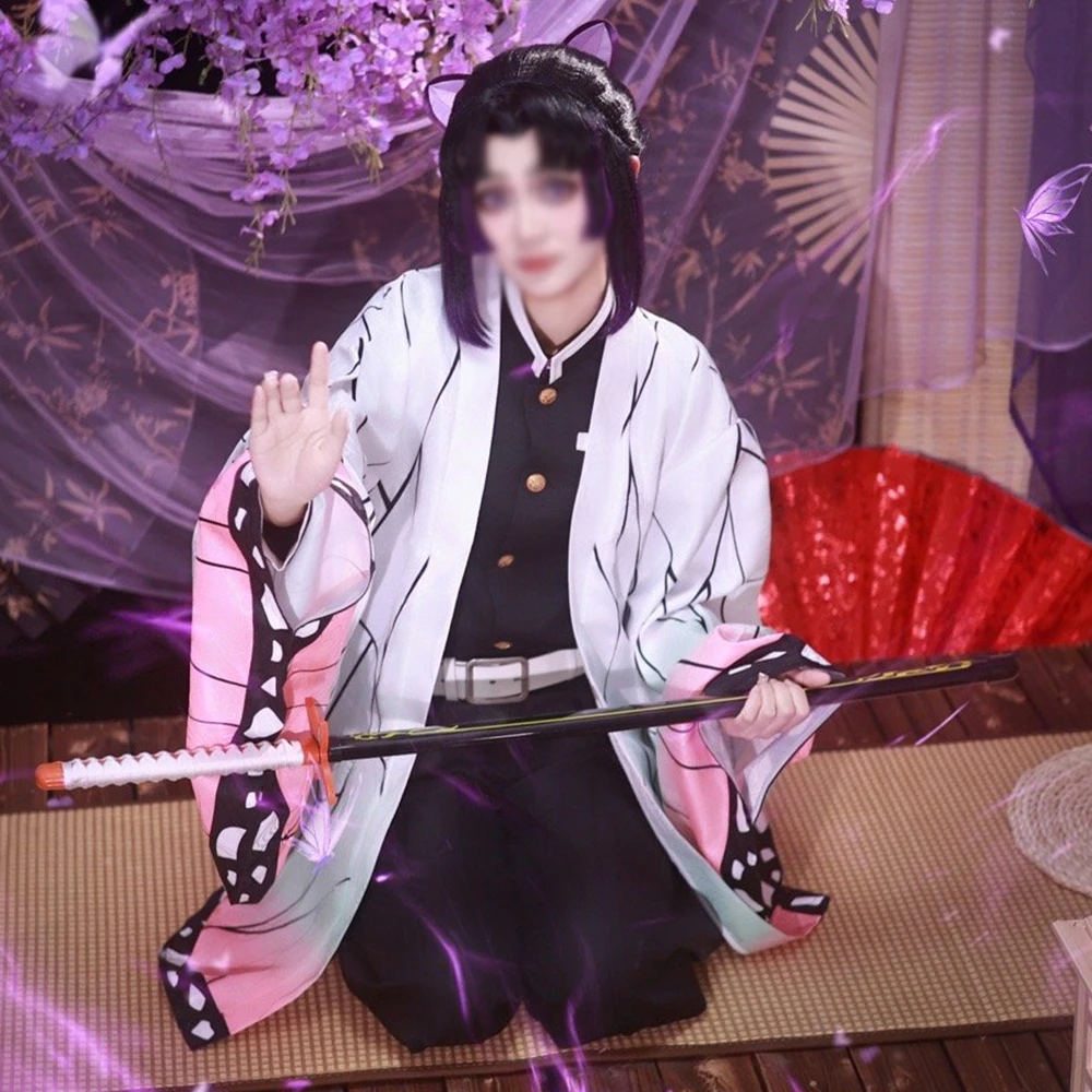 

Kochou Shinobu Cosplay Costume Wig Anime Demon Slayer Kimetsu No Yaib Haori Cosplay Kimono Halloween Costumes for Women Adult