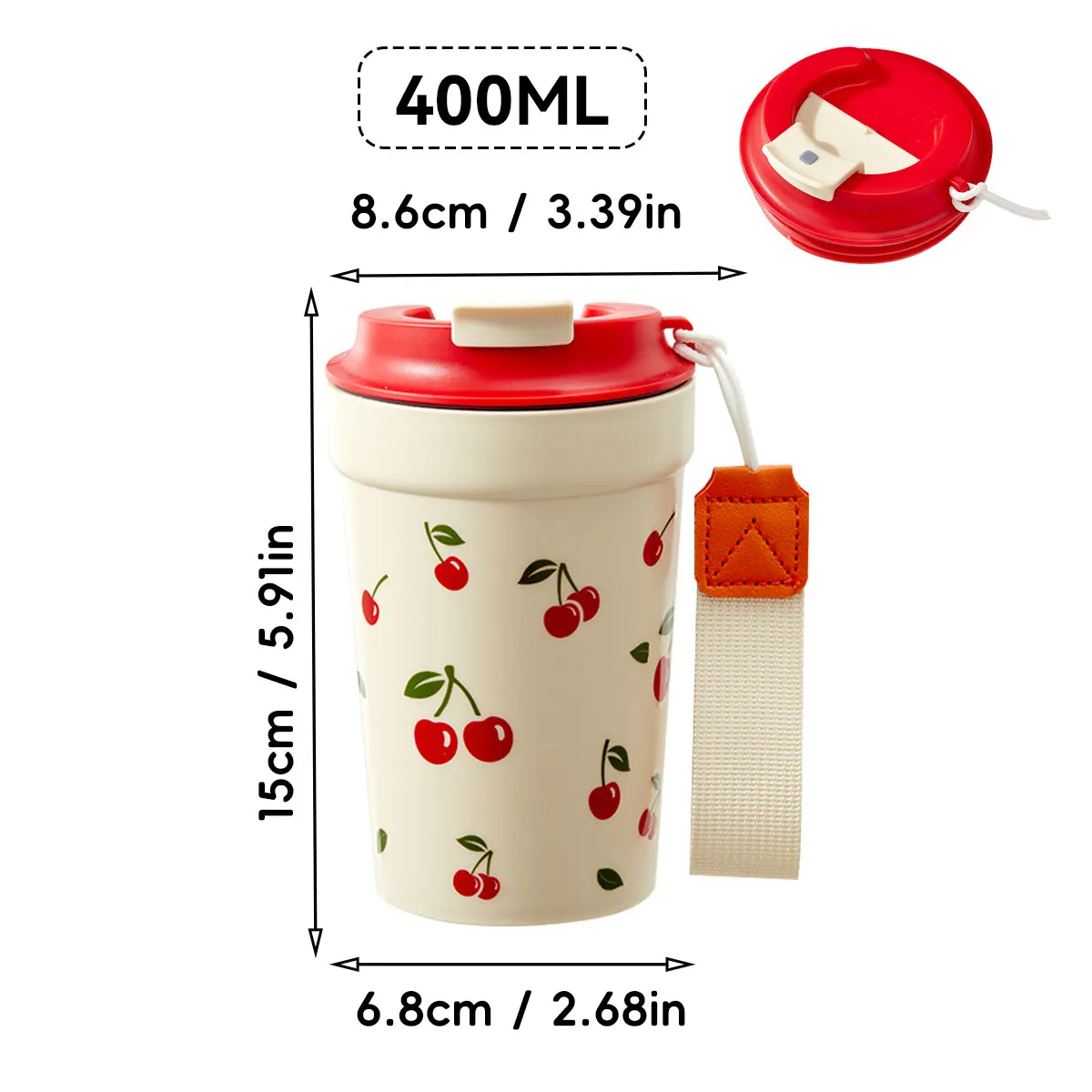 350/400ml Tumbler Plastic Waterbeker Met Touw Kersenpatroon Melk Koffiemok Herbruikbare Waterfles Voor Student School reizen
