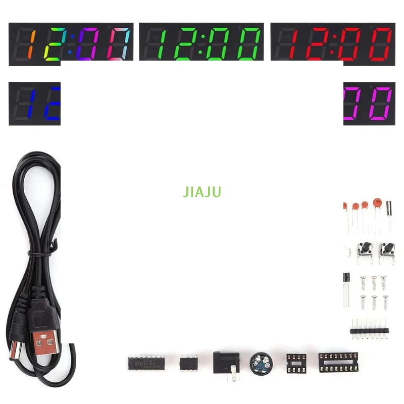 ~Electronic Clock DIY KIT LED Microcontroller Kit Digital Clock Time Light Control Temperature  Diy Electronic Kit