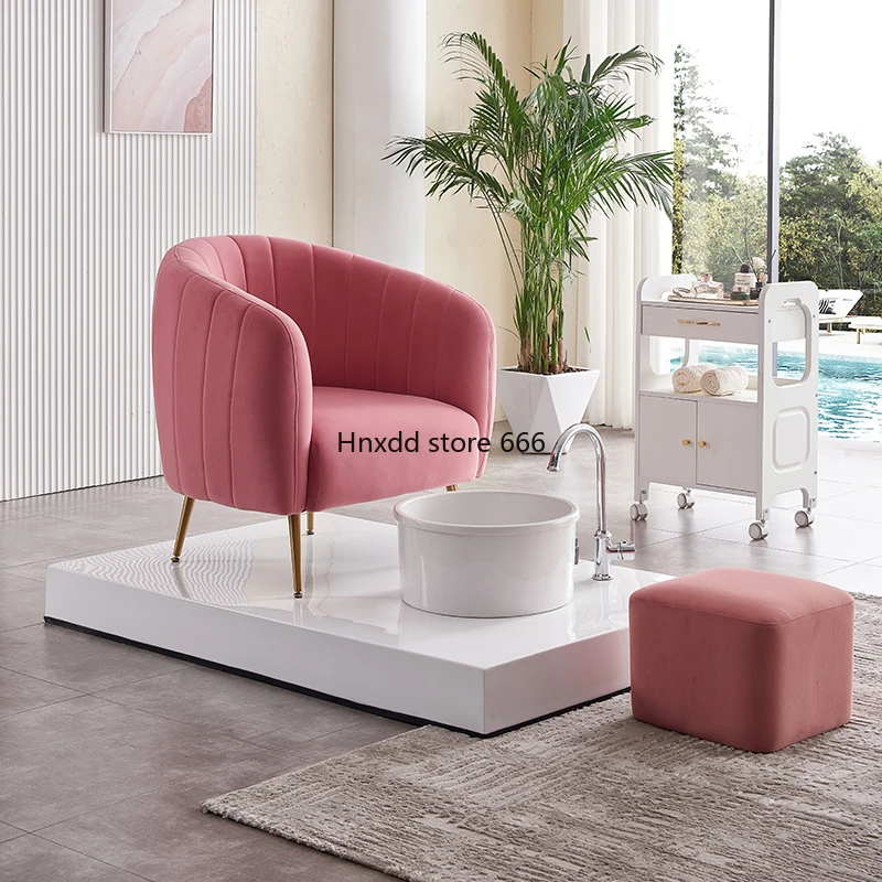 Chaise de pédicure rose pour salon de beauté, pompe à décharge, bain de pieds, massage spa