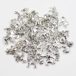 30pcs Charms Beer Dog Bull Wolf Pig Cat Sheep Deer Unicorn Antique Silver Color Mixed DIY Pendants Tibetan Findings Jewelry