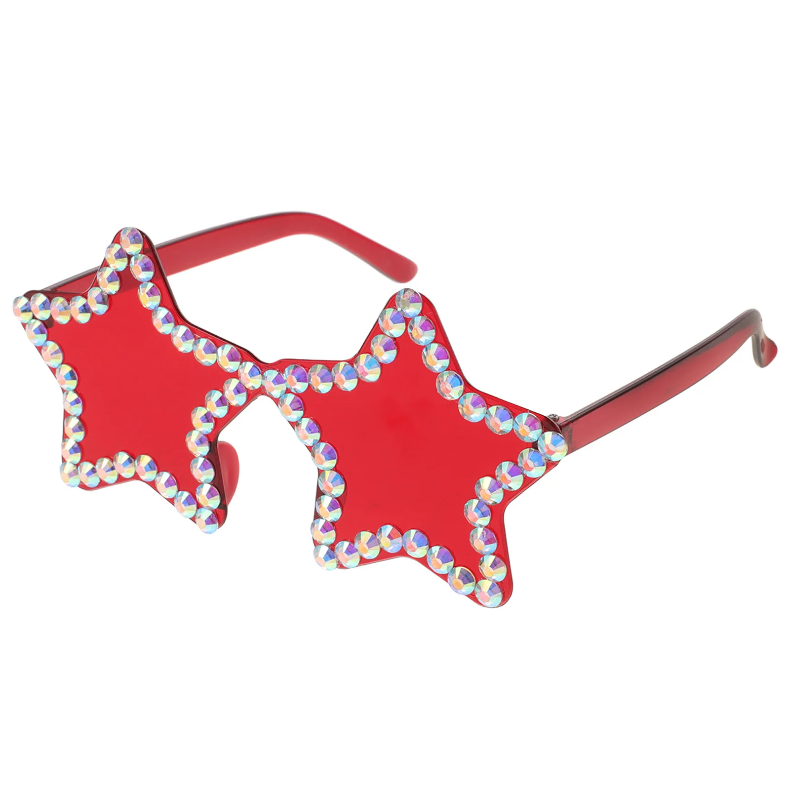

2Pcs Rhinestone Sunglasses Lightweight Frameless Star Shape Bling Glasses Uv Protection Fashion Eyewear for Beach Party