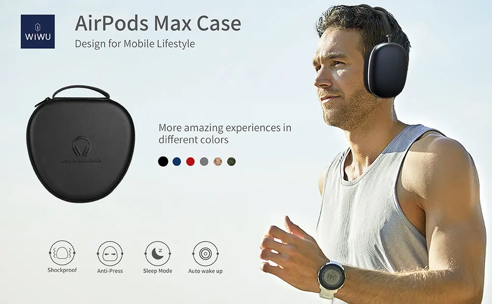 Wiwu schützende intelligente Hülle für Airpods max mit automatischer Schlaf wasserdichte Hartsc halen tasche für Airpods max tragbare Trage tasche – Detail 2