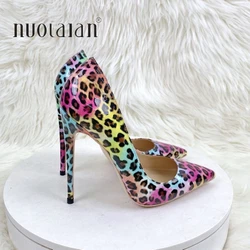 Moda Leopard Print donna décolleté a punta a spillo Sexy Celebrity Night Club Party scarpe con tacco alto donna Large Size 42